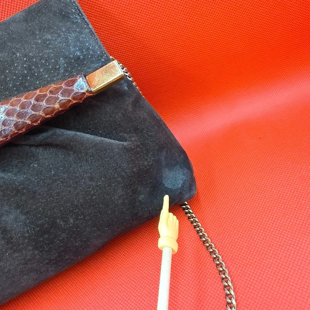 Vintage Bags by Supreme Brown Suede Chain Strap‎ 70's 80's Retro